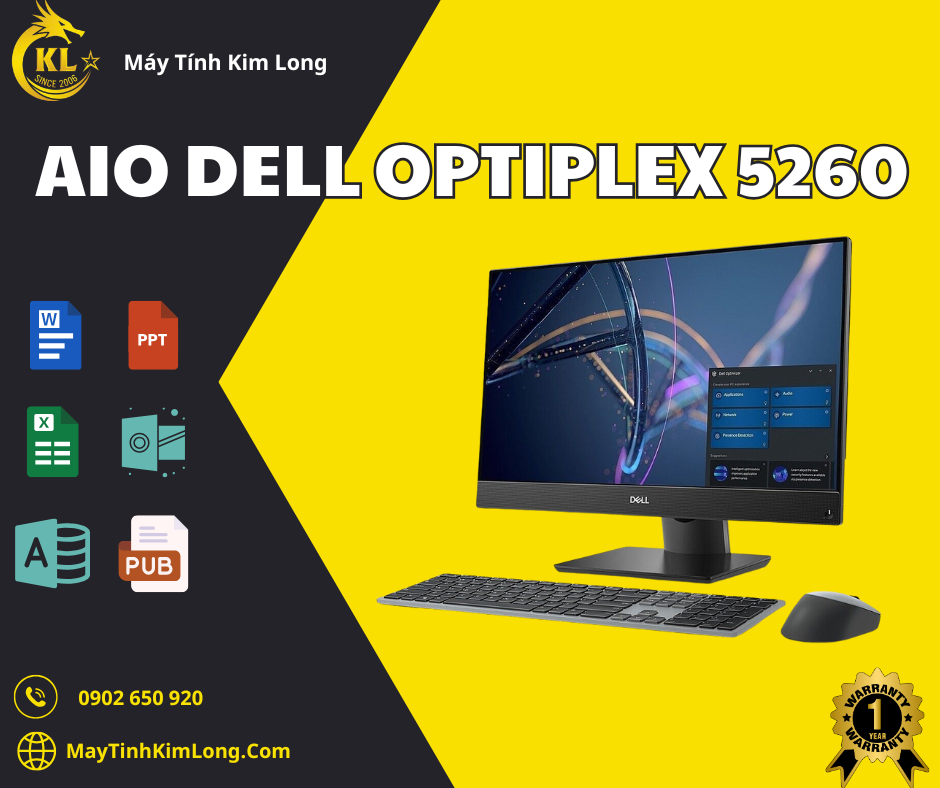 AIO - Máy Liền Màn Dell OptiPlex 5260 Core i7-8700 | RAM 8GB | SSD 256GB | 21.5 inch FHD