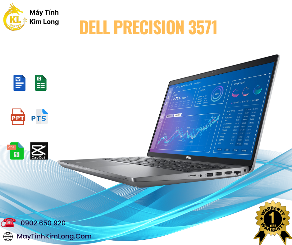 Laptop Dell Precision 3571 Core i7-12700H | 16GB | 512GB | RTX™ T600 | 15.6 inch FHD Touch