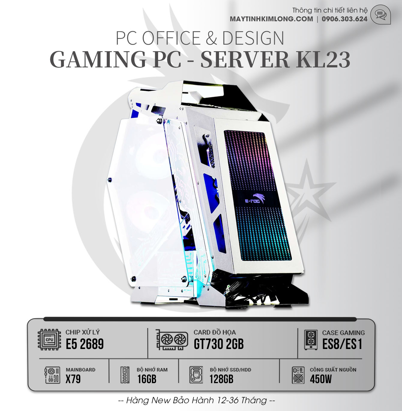 Server KL23 - Xeon E5 2689/DDR3 16G/GT730 2GB/SSD120GB/450W/Main X79