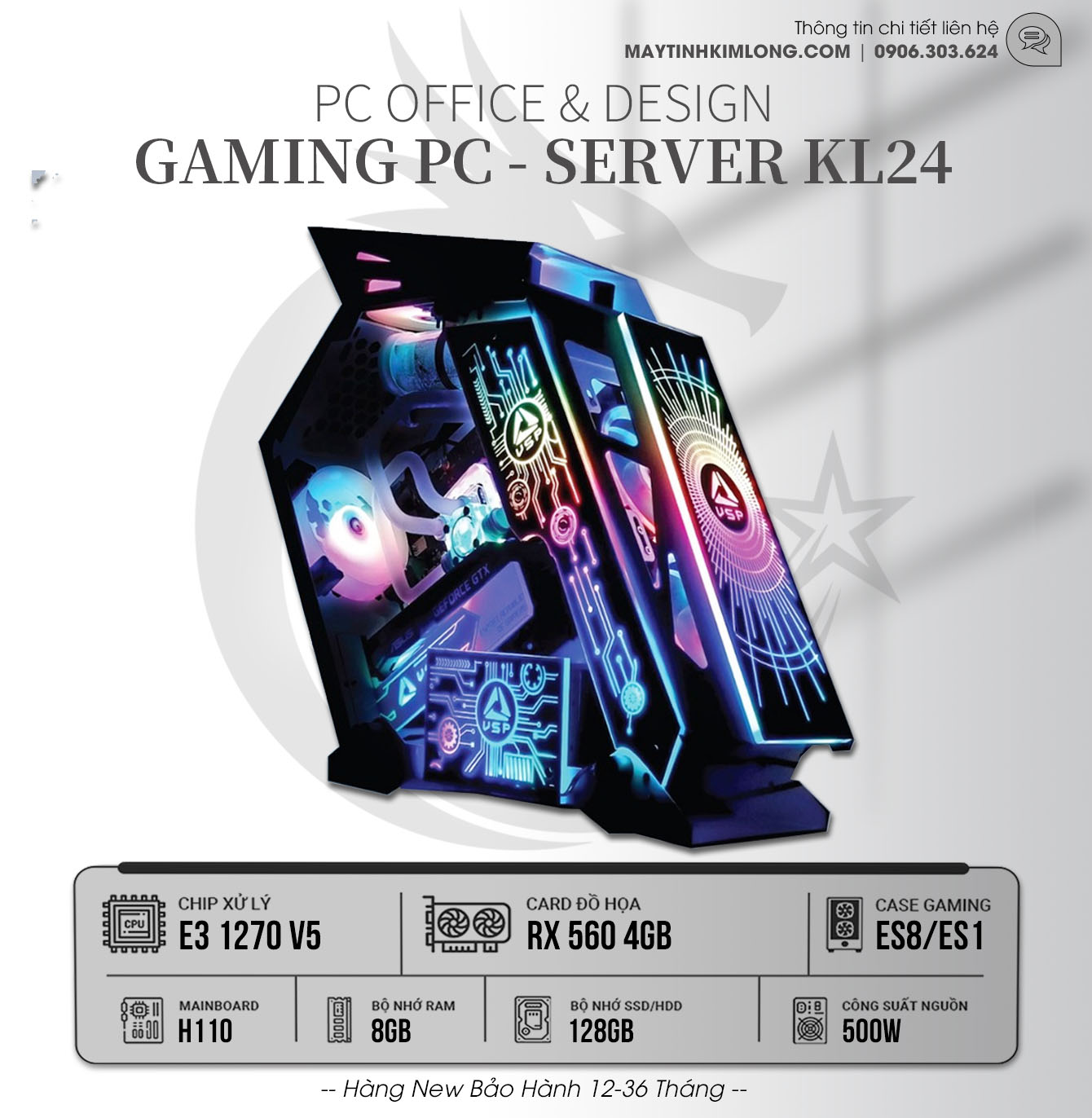 Design KL24 - E3 1270v5 (Ngang i7 7700) 8M Up 4.0Ghz & RX560 4GB