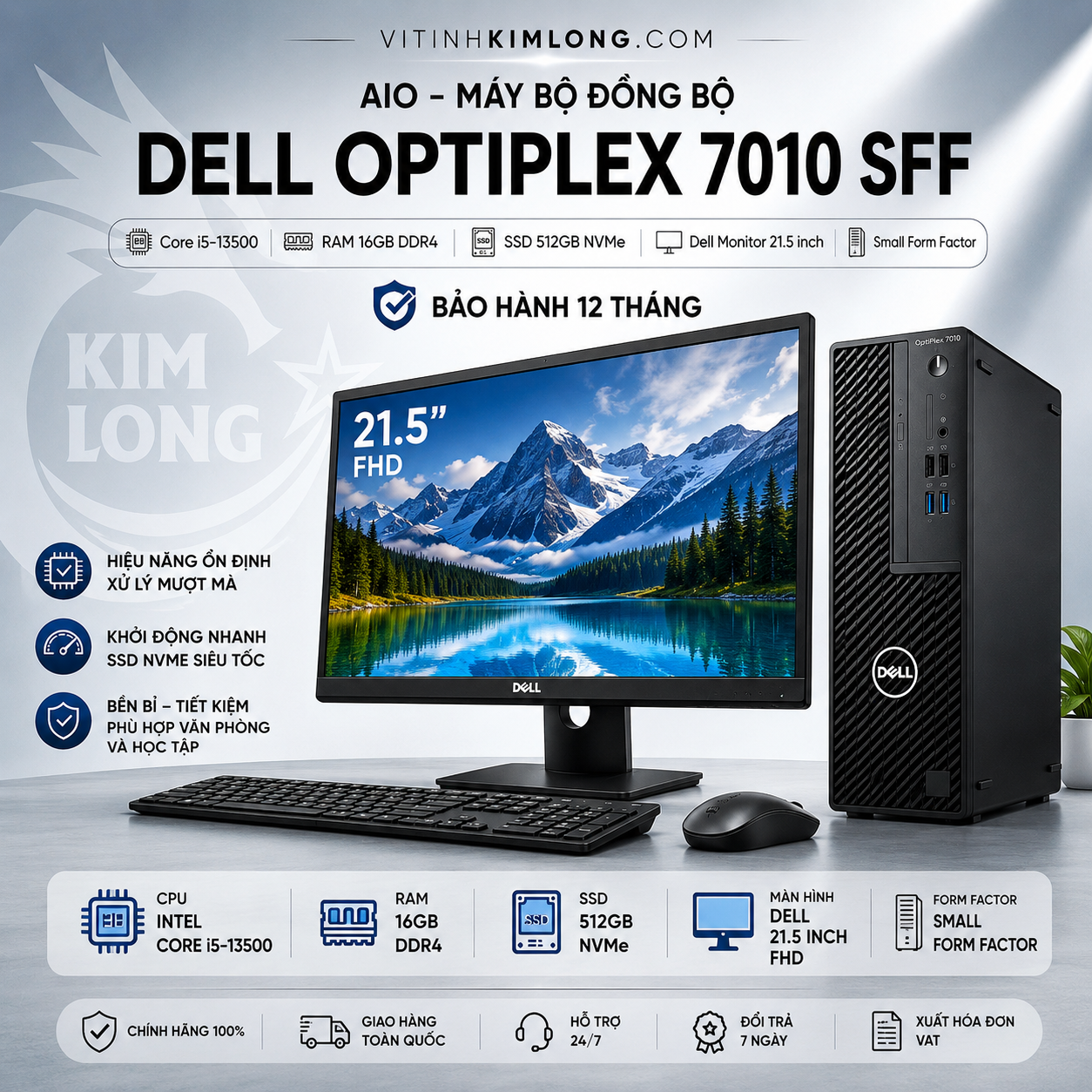 Dell OptiPlex 7010 SFF , Máy tính để bàn i5-13500, 16GB, 512GB SSD, 3Y