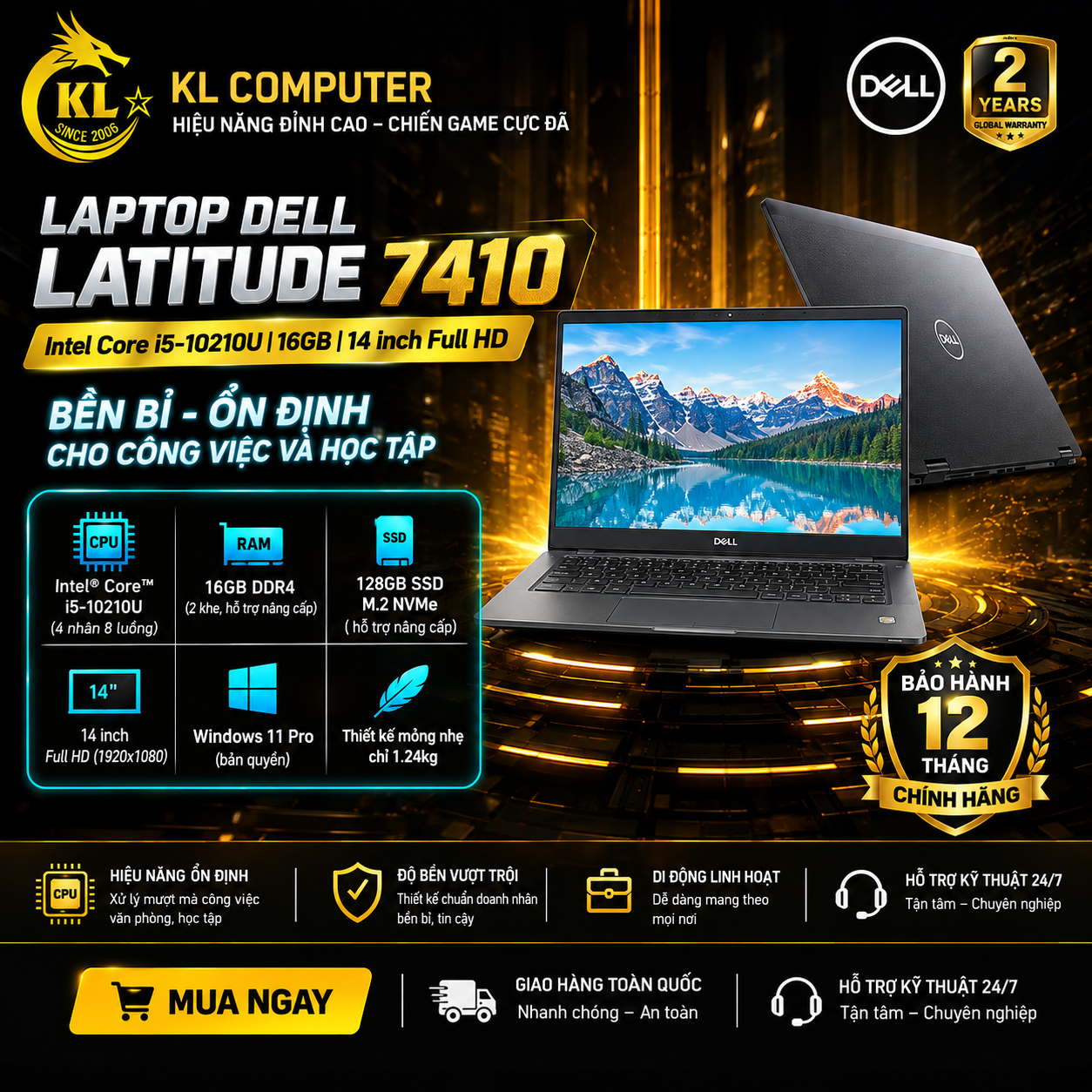 Laptop Dell Latitude 7410 - Intel Core i5-10210U | 16GB | 14 inch Full HD