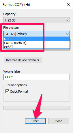 chuyển FAT32 sang NTFS