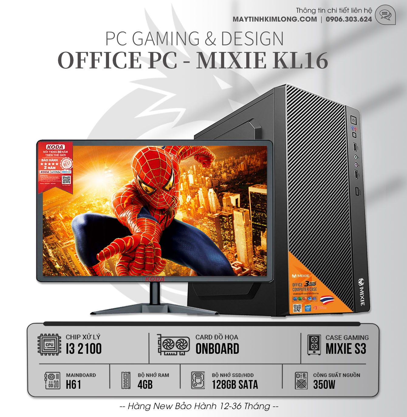 PC Office KL16 - I3 2100/4GB/SSD120GB/H61/PSU350W